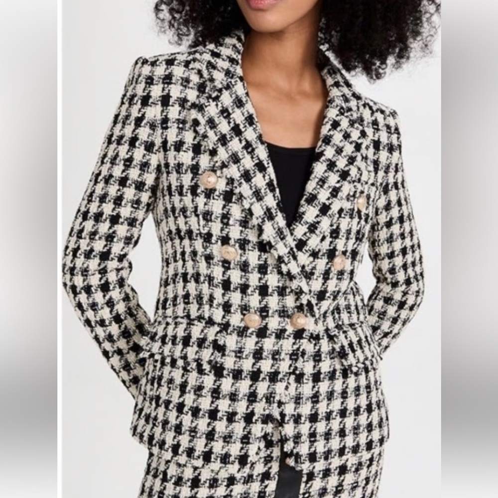 GENERATION LOVE
Eliza Tweed Blazer In Black/white Houndstooth